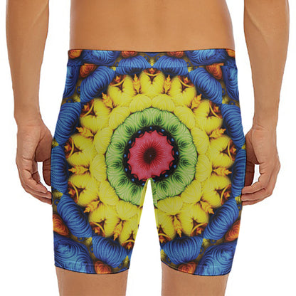 Colorful Kaleidoscope Print Men's Long Boxer Briefs