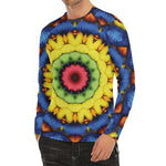 Colorful Kaleidoscope Print Men's Long Sleeve Rash Guard