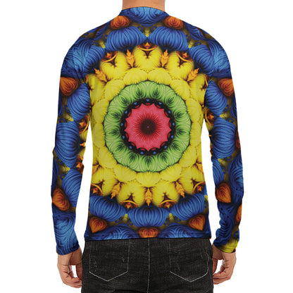 Colorful Kaleidoscope Print Men's Long Sleeve Rash Guard