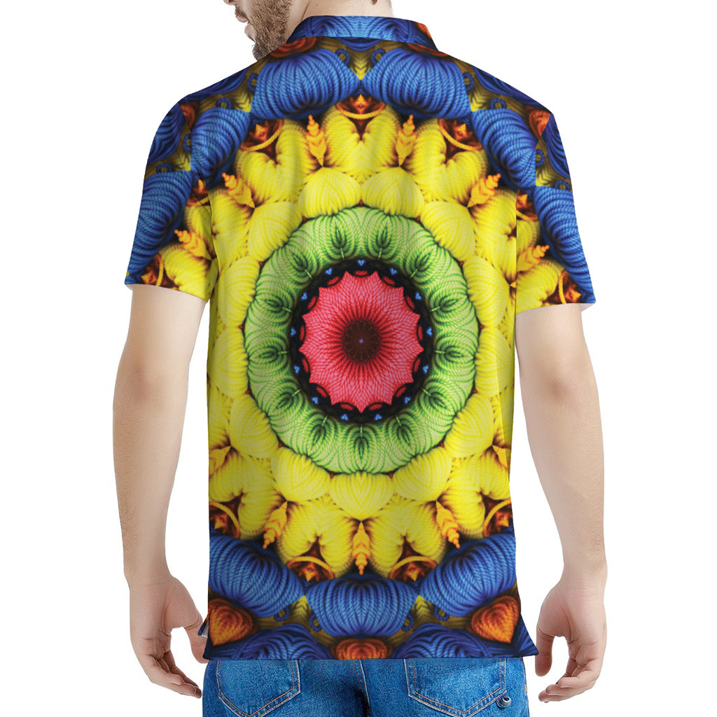 Colorful Kaleidoscope Print Men's Polo Shirt