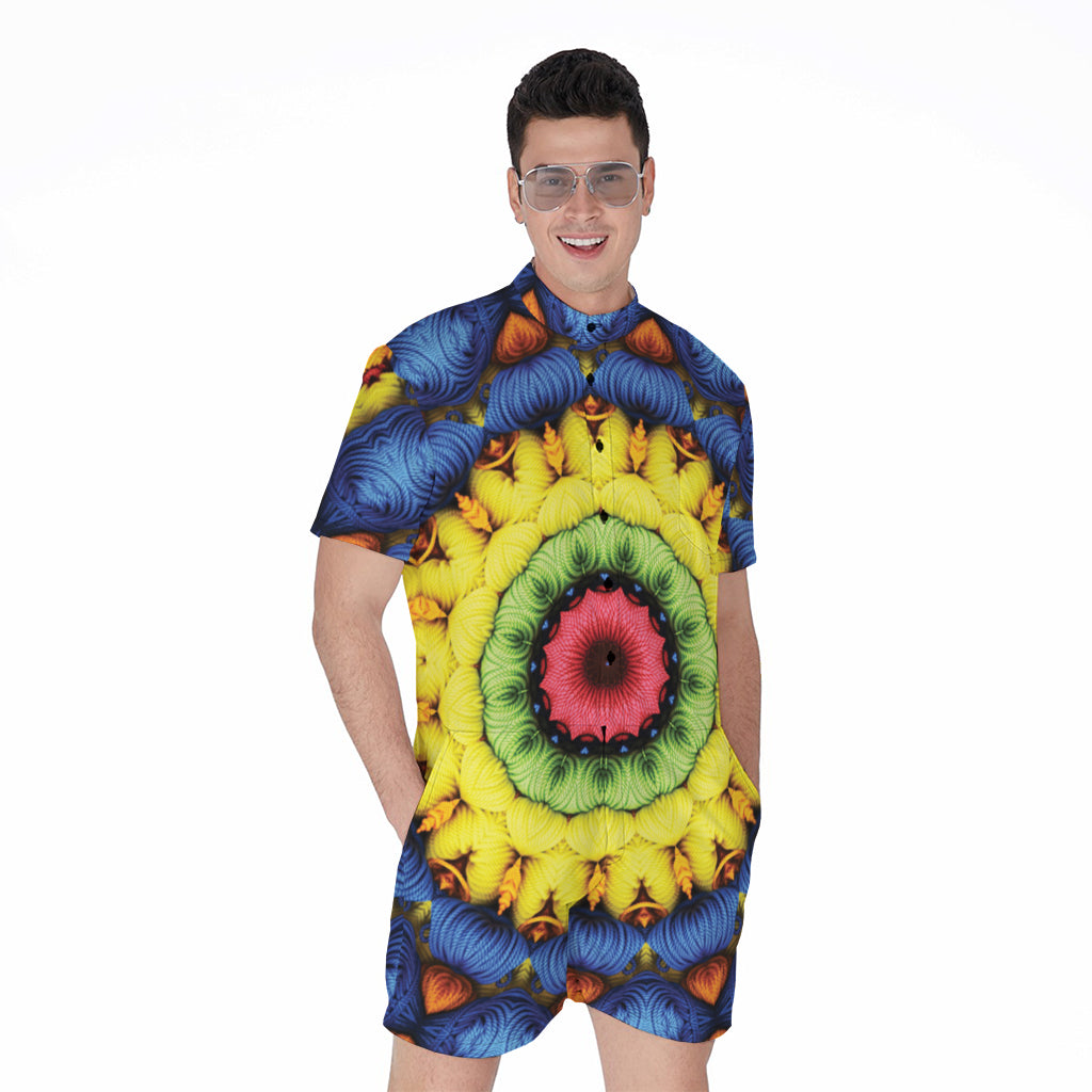 Colorful Kaleidoscope Print Men's Rompers