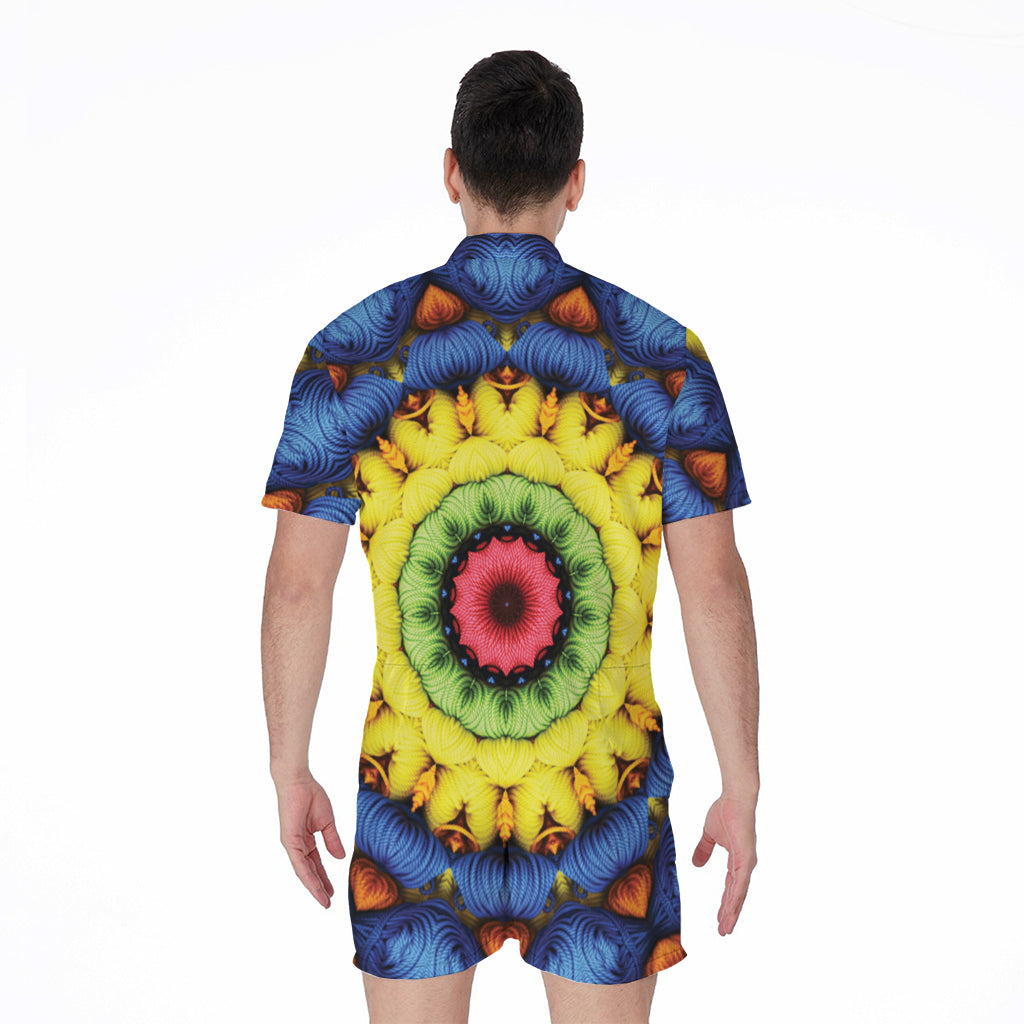Colorful Kaleidoscope Print Men's Rompers