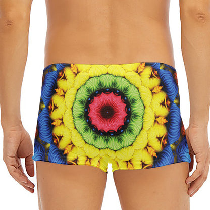 Colorful Kaleidoscope Print Men's Short Boxer Briefs