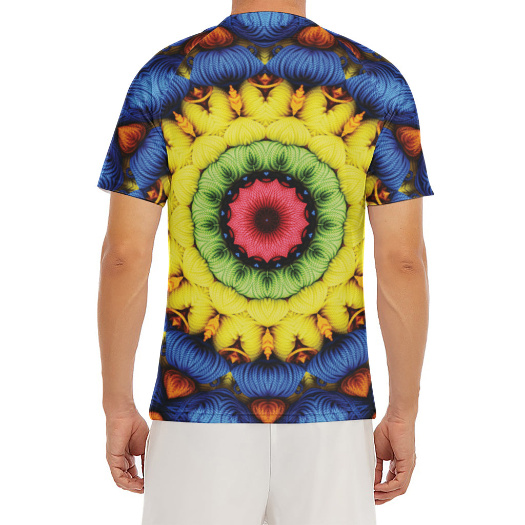 Colorful Kaleidoscope Print Men's Short Sleeve Rash Guard