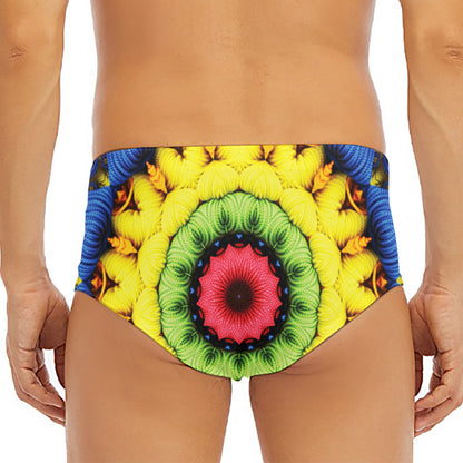 Colorful Kaleidoscope Print Men's Triangle Swim Briefs