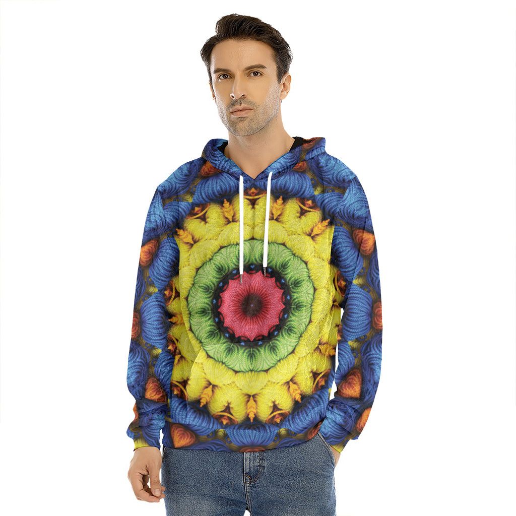 Colorful Kaleidoscope Print Men's Velvet Pullover Hoodie
