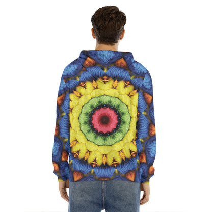 Colorful Kaleidoscope Print Men's Velvet Pullover Hoodie
