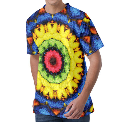 Colorful Kaleidoscope Print Men's Velvet T-Shirt