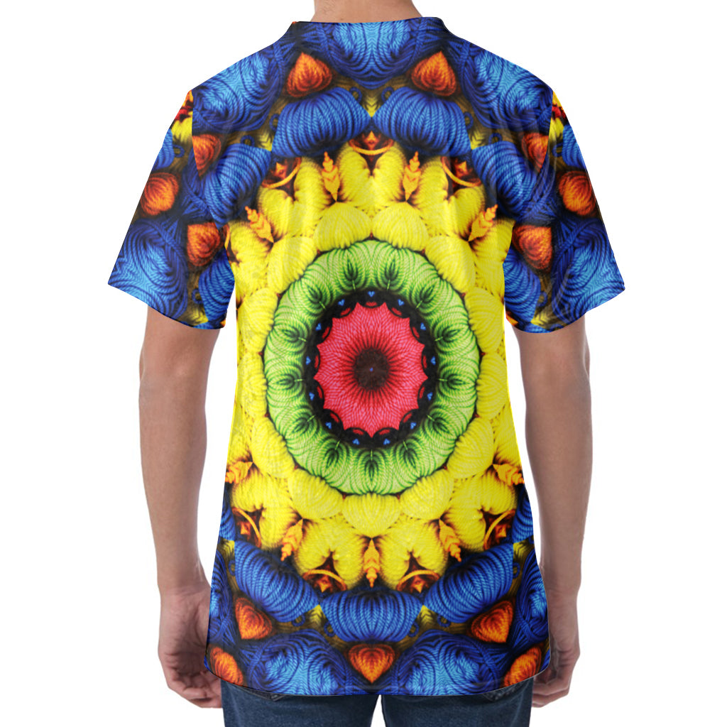 Colorful Kaleidoscope Print Men's Velvet T-Shirt