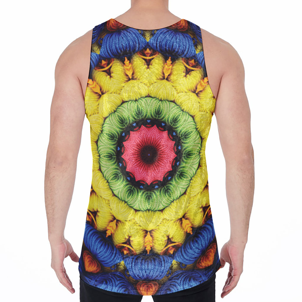 Colorful Kaleidoscope Print Men's Velvet Tank Top