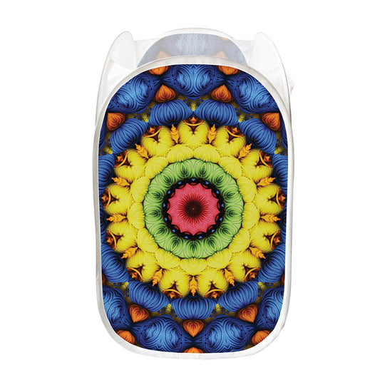 Colorful Kaleidoscope Print Mesh Laundry Hamper