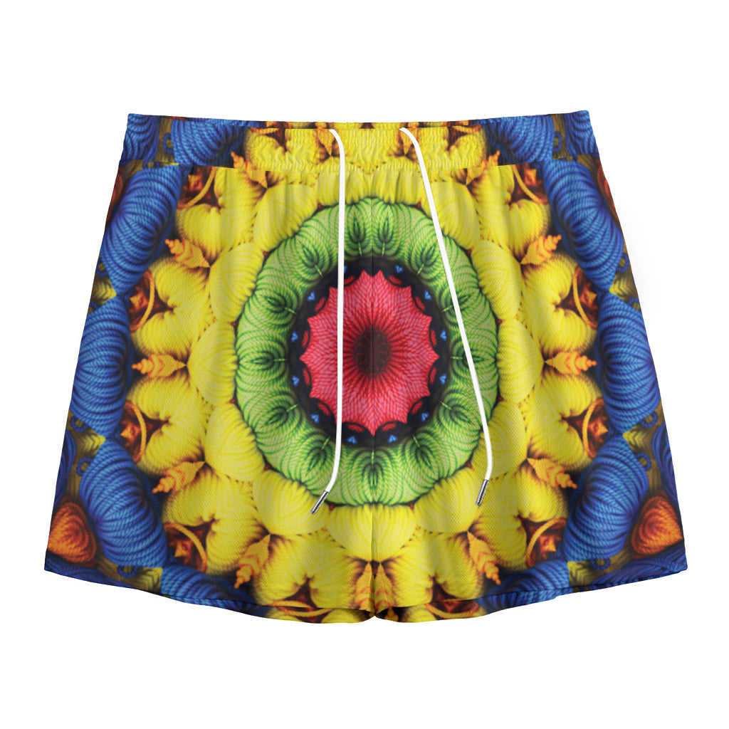 Colorful Kaleidoscope Print Mesh Shorts
