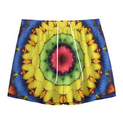 Colorful Kaleidoscope Print Mesh Shorts