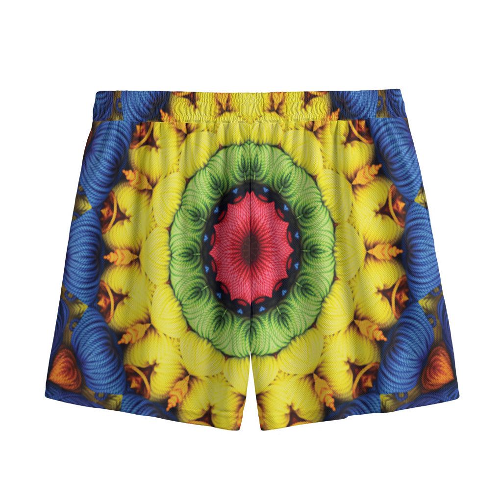 Colorful Kaleidoscope Print Mesh Shorts