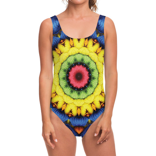 Colorful Kaleidoscope Print One Piece Swimsuit