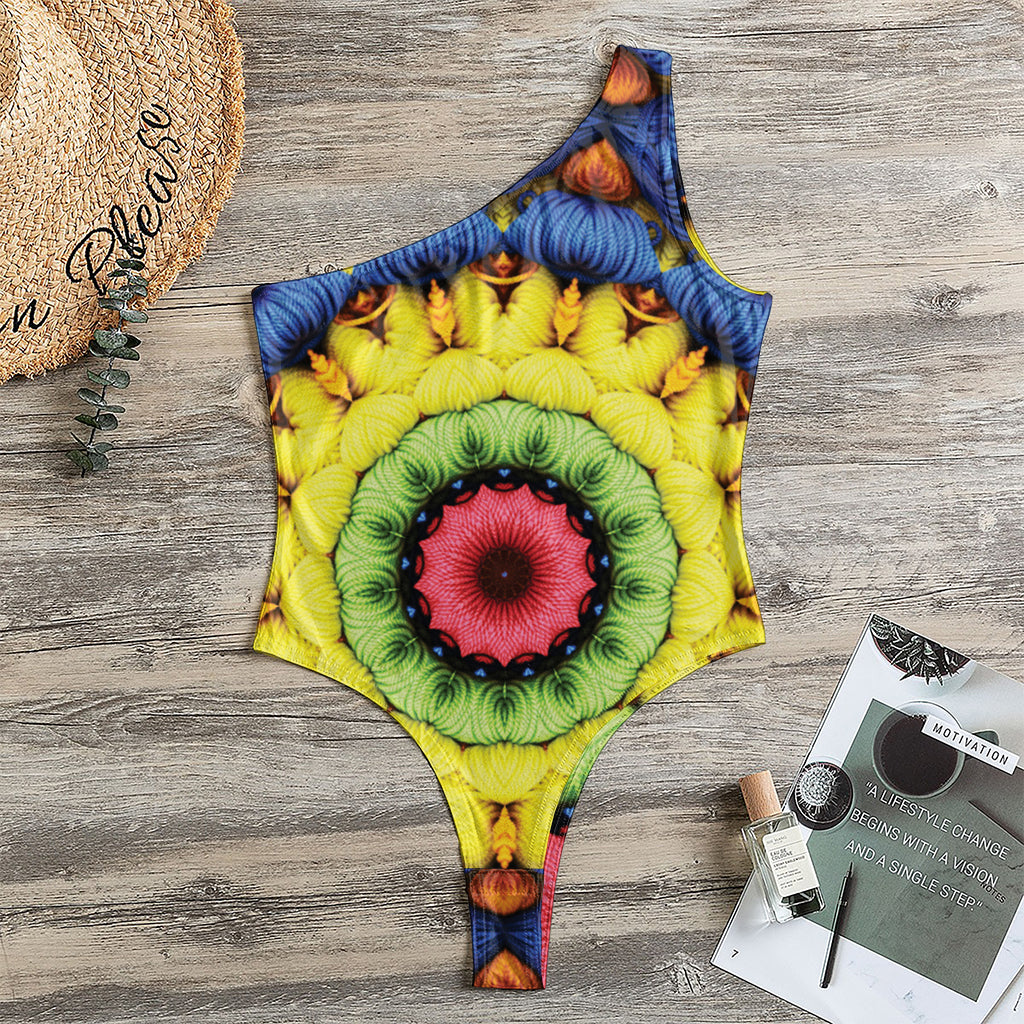 Colorful Kaleidoscope Print One Shoulder Bodysuit