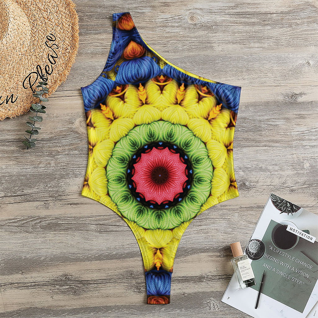 Colorful Kaleidoscope Print One Shoulder Bodysuit