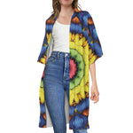 Colorful Kaleidoscope Print Open Front Beach Cover Up