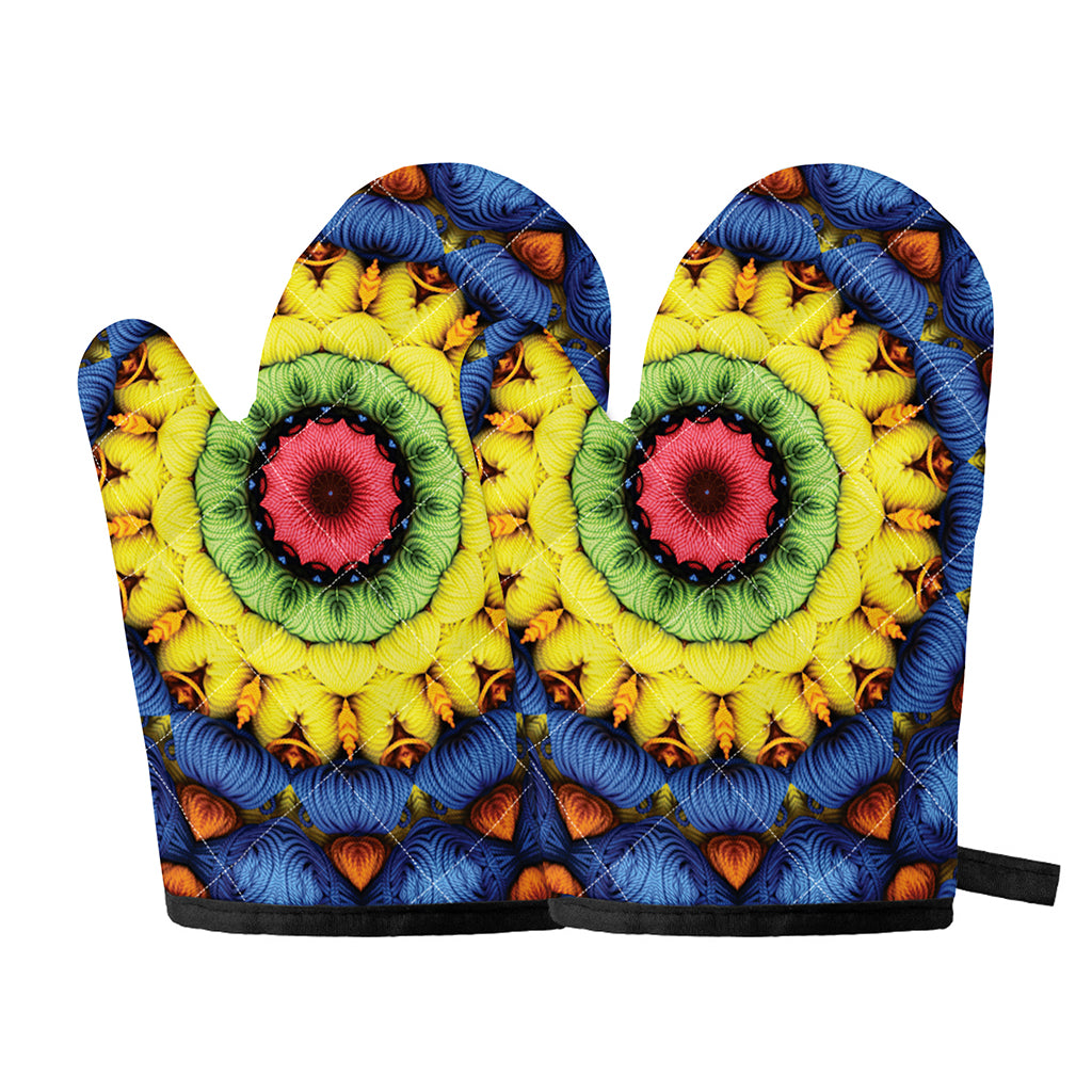 Colorful Kaleidoscope Print Oven Mitts