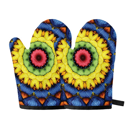 Colorful Kaleidoscope Print Oven Mitts