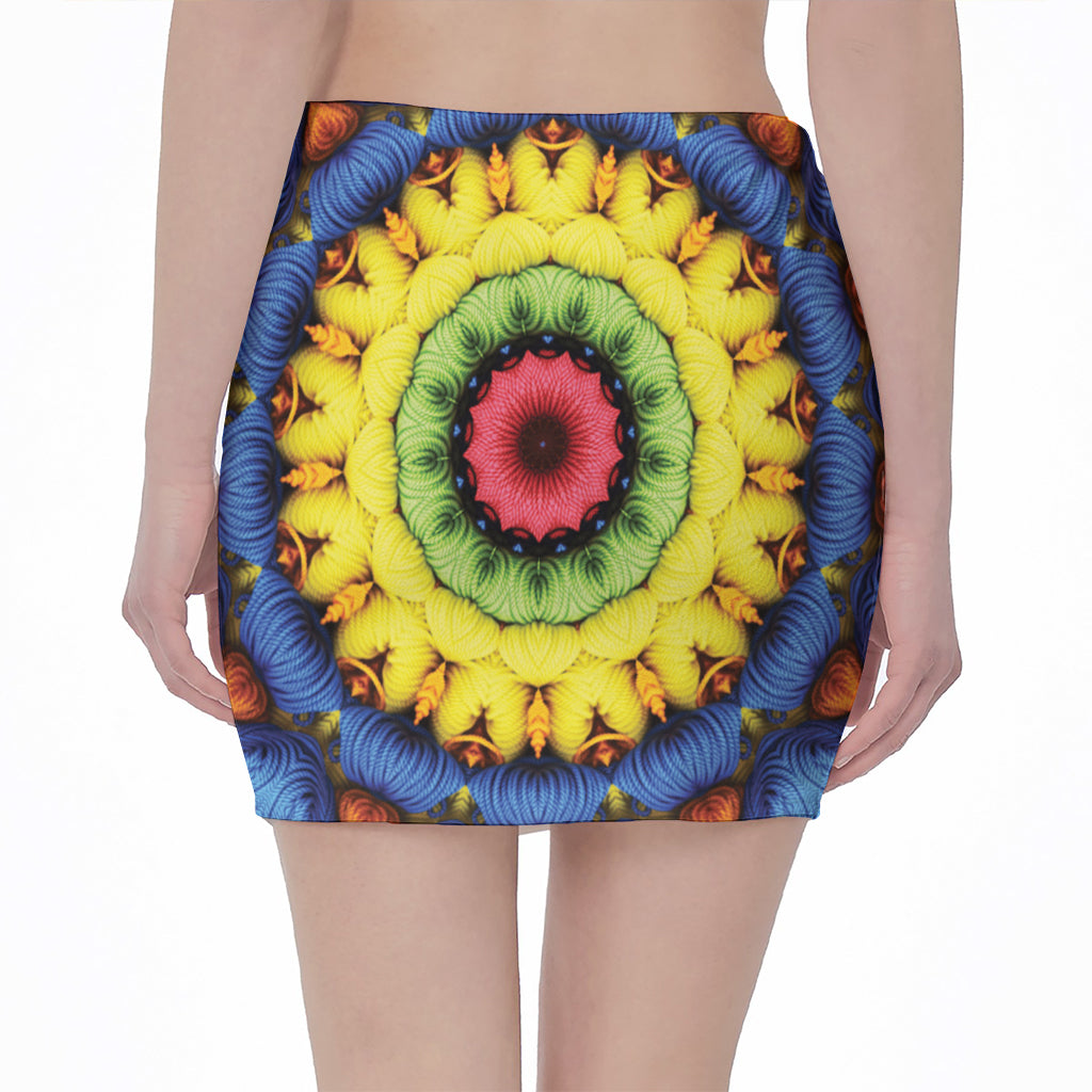 Colorful Kaleidoscope Print Pencil Mini Skirt