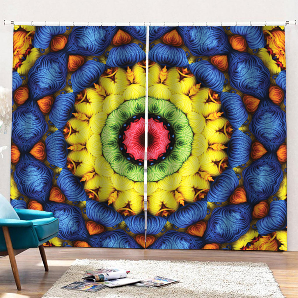 Colorful Kaleidoscope Print Pencil Pleat Curtains