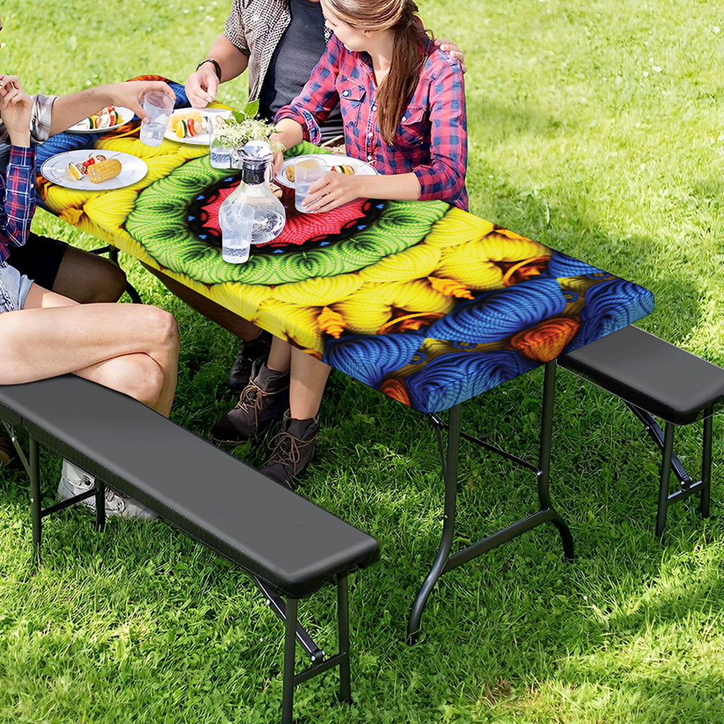 Colorful Kaleidoscope Print Picnic Table Cover