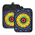 Colorful Kaleidoscope Print Pot Holders With Pocket