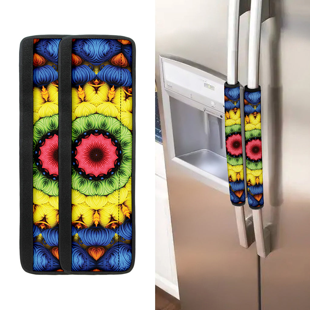 Colorful Kaleidoscope Print Refrigerator Handle Covers