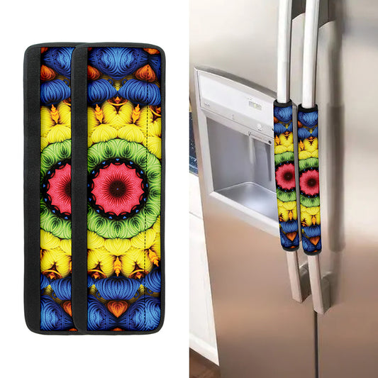 Colorful Kaleidoscope Print Refrigerator Handle Covers