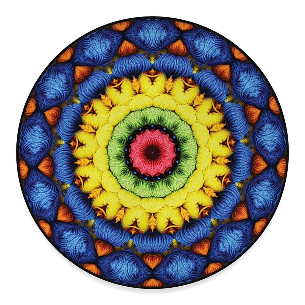 Colorful Kaleidoscope Print Round Floor Mat