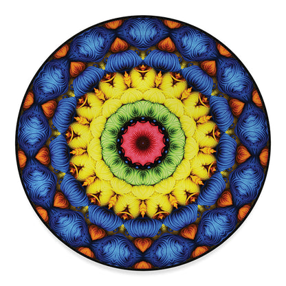 Colorful Kaleidoscope Print Round Floor Mat