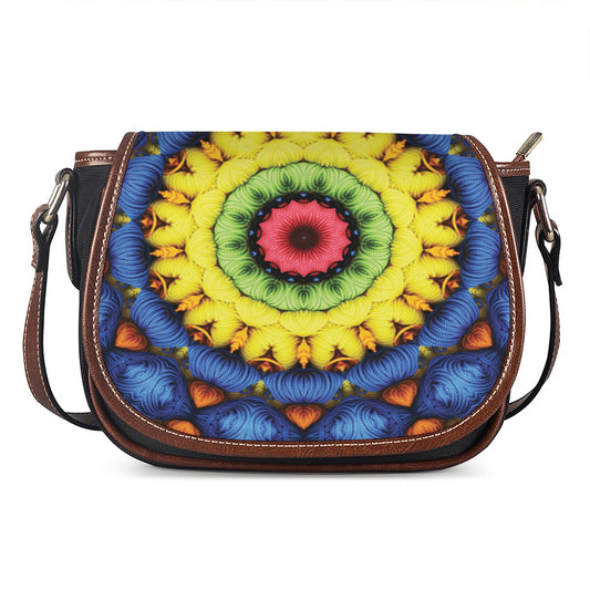 Colorful Kaleidoscope Print Saddle Bag