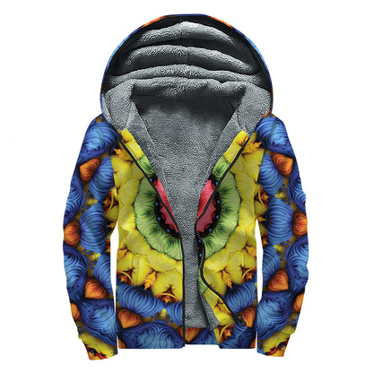 Colorful Kaleidoscope Print Sherpa Lined Zip Up Hoodie