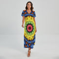 Colorful Kaleidoscope Print Short Sleeve Maxi Dress