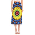 Colorful Kaleidoscope Print Side Slit Midi Skirt