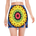 Colorful Kaleidoscope Print Side Slit Mini Skirt