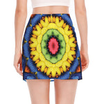 Colorful Kaleidoscope Print Side Slit Mini Skirt