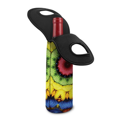 Colorful Kaleidoscope Print Single Neoprene Wine Tote