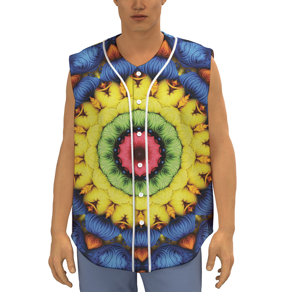 Colorful Kaleidoscope Print Sleeveless Baseball Jersey
