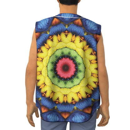 Colorful Kaleidoscope Print Sleeveless Baseball Jersey