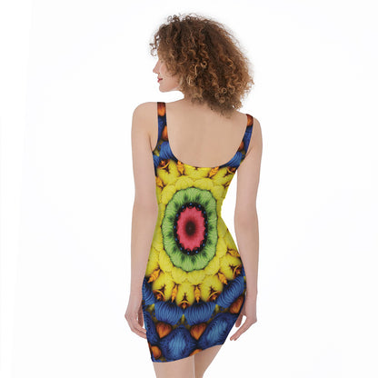 Colorful Kaleidoscope Print Sleeveless Bodycon Dress