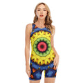 Colorful Kaleidoscope Print Sleeveless One Piece Swimsuit
