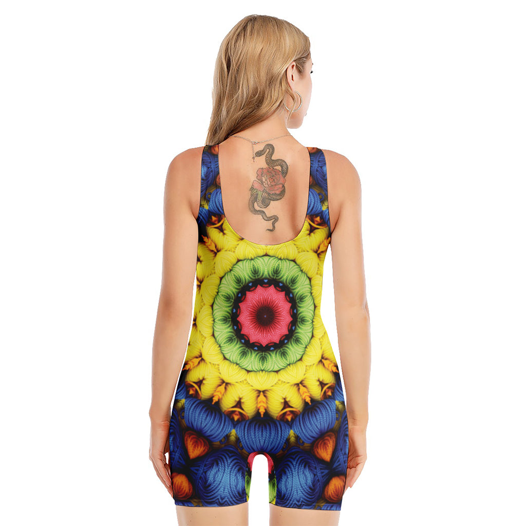 Colorful Kaleidoscope Print Sleeveless One Piece Swimsuit