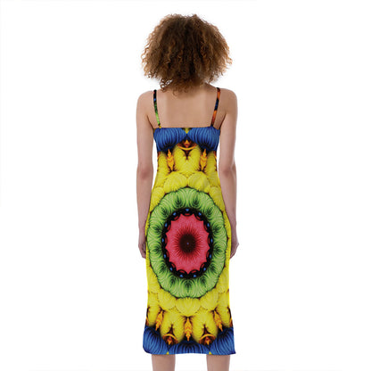 Colorful Kaleidoscope Print Slim Fit Midi Cami Dress