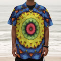 Colorful Kaleidoscope Print Textured Short Sleeve Shirt