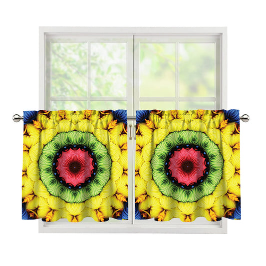 Colorful Kaleidoscope Print Tier Curtains