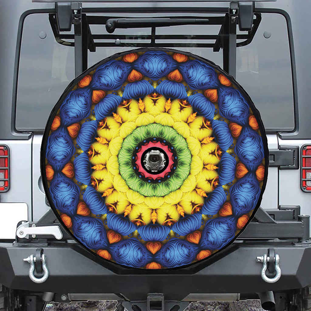 Colorful Kaleidoscope Print Tire Cover With Camera Hole