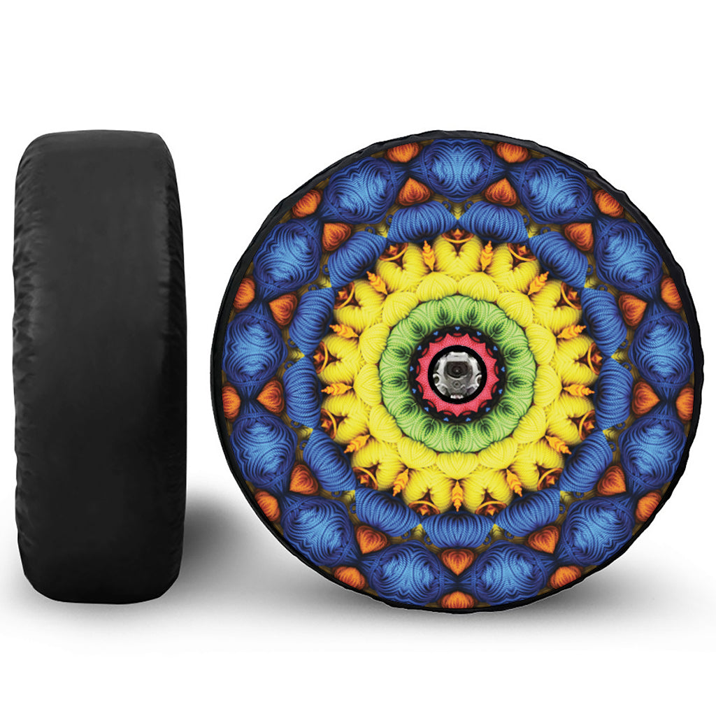 Colorful Kaleidoscope Print Tire Cover With Camera Hole