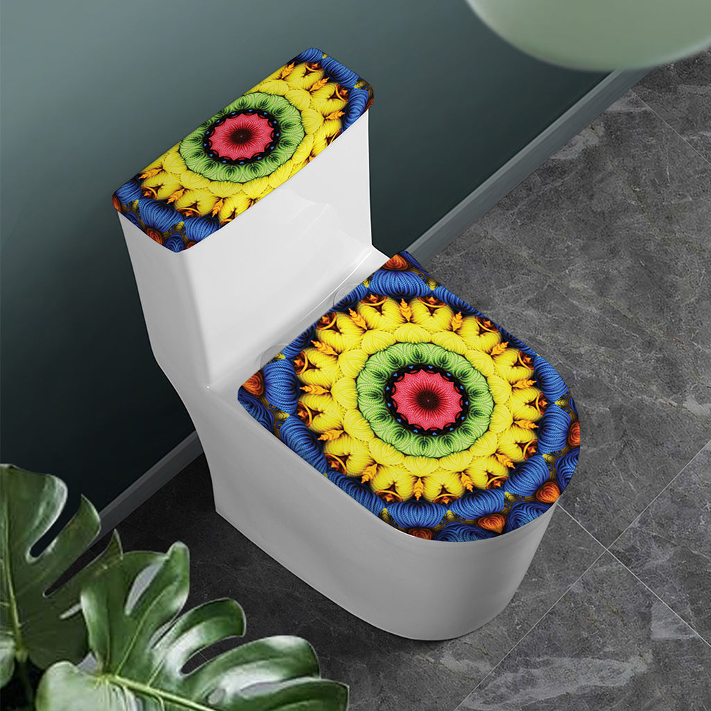 Colorful Kaleidoscope Print Toilet Lid And Tank Cover Set